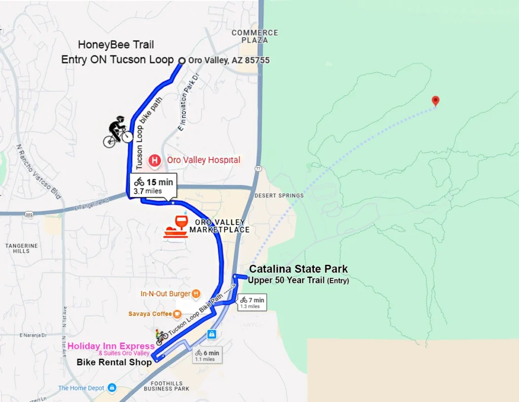 Bike rental kiosk located on the Tucson Loop trail